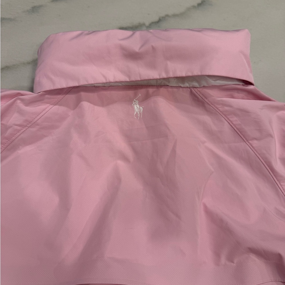 Ralph Lauren Polo Golf Jacket Size Large Pink Windbreaker Hooded Full Zip - Picture 13 of 13
